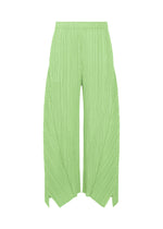 A product shot of the PLEATS PLEASE ISSEY MIYAKE FOLD trousers in mint green.