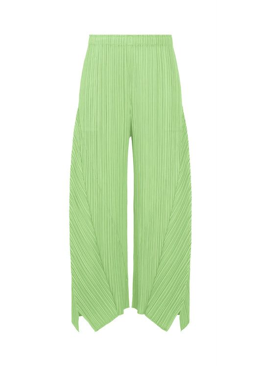 A product shot of the PLEATS PLEASE ISSEY MIYAKE FOLD trousers in mint green.