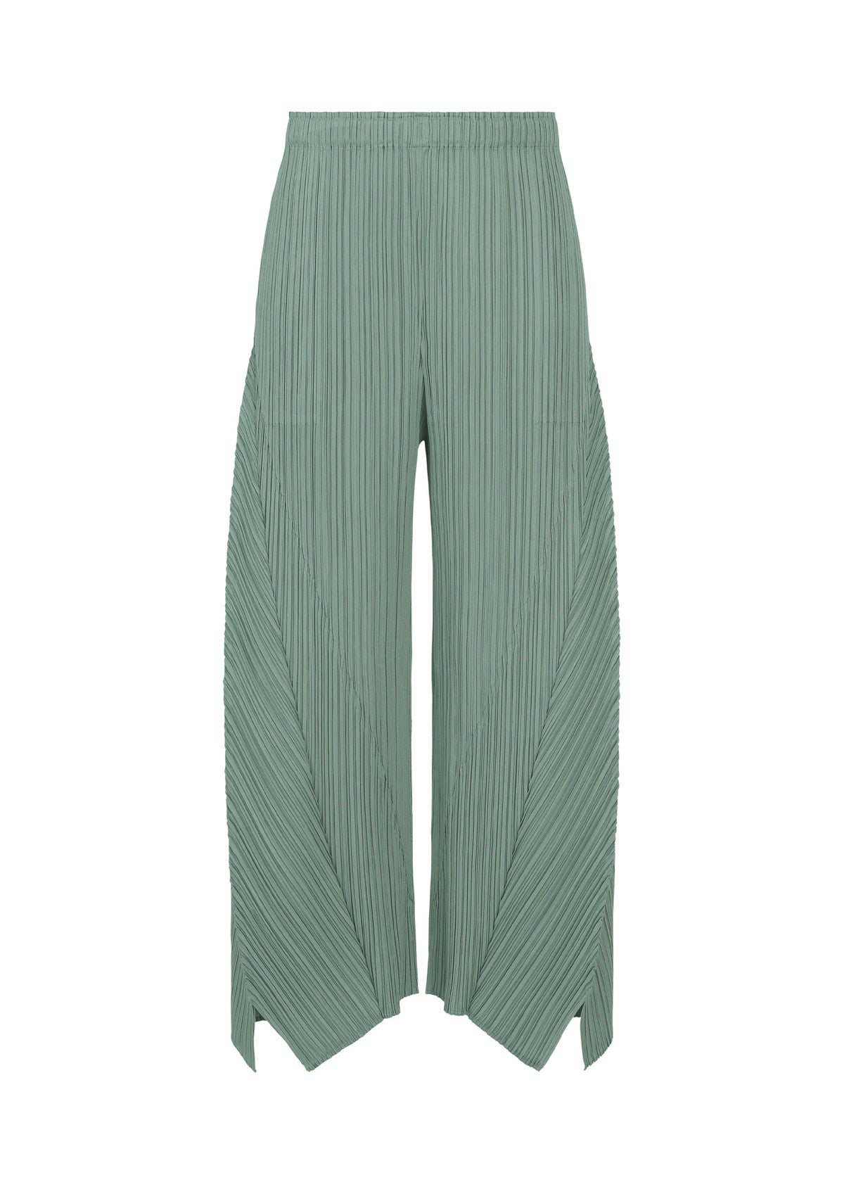 A product shot of the PLEATS PLEASE ISSEY MIYAKE FOLD trousers in baby blue.
