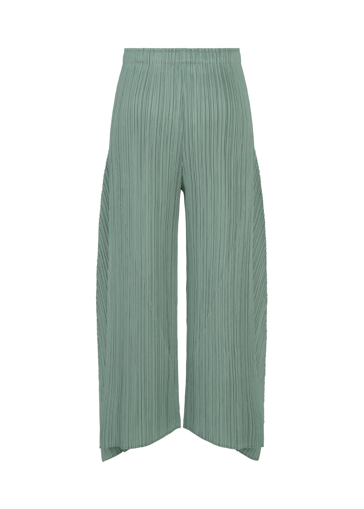 A detail shot of the PLEATS PLEASE ISSEY MIYAKE FOLD trousers.