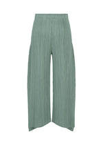 A detail shot of the PLEATS PLEASE ISSEY MIYAKE FOLD trousers.