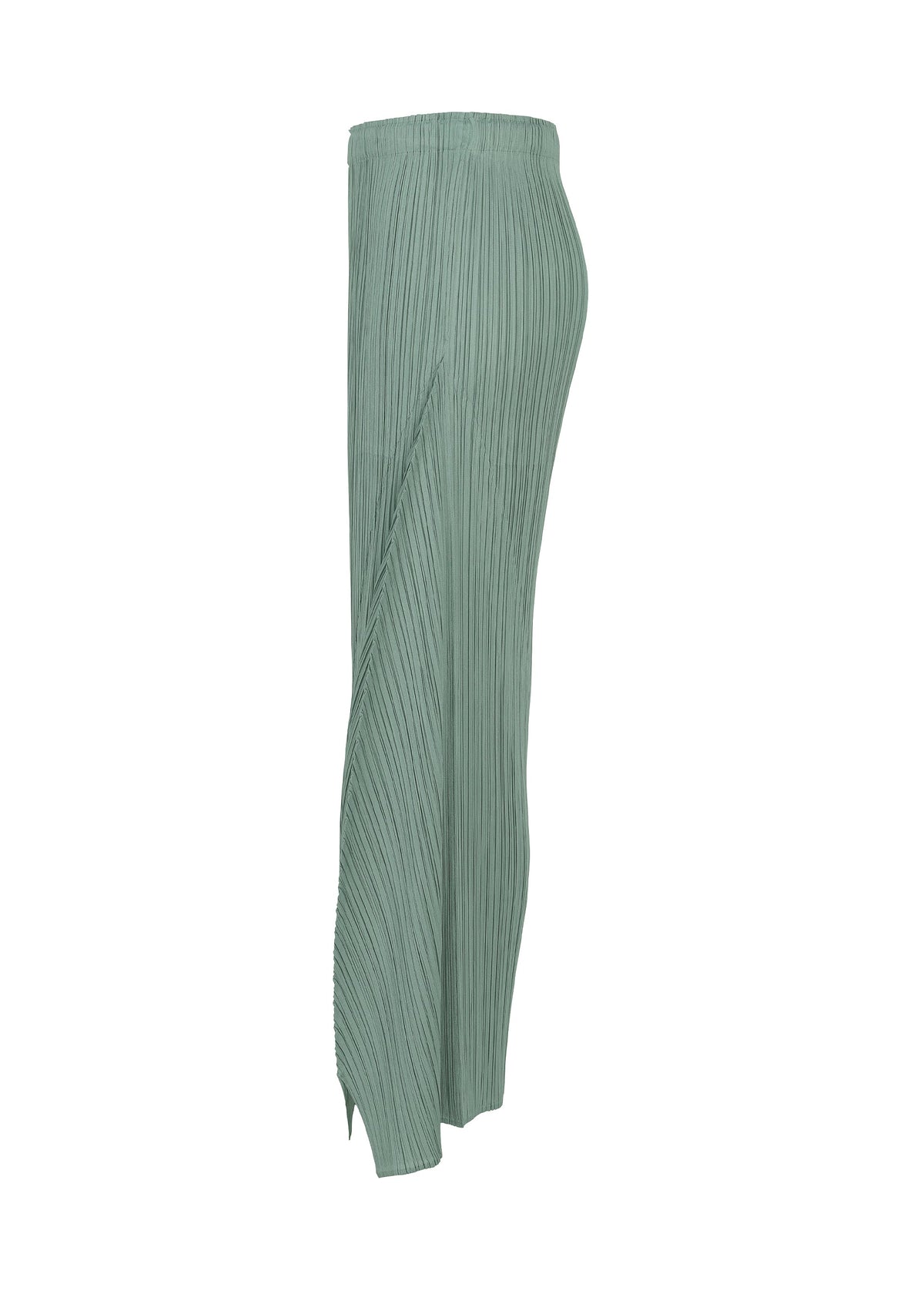 A detail shot of the PLEATS PLEASE ISSEY MIYAKE FOLD trousers.