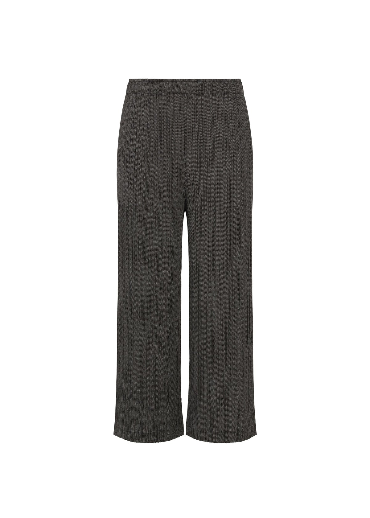 A product shot of the PLEATS PLEASE ISSEY MIYAKE COTTON DENIM BLACK trousers in black.