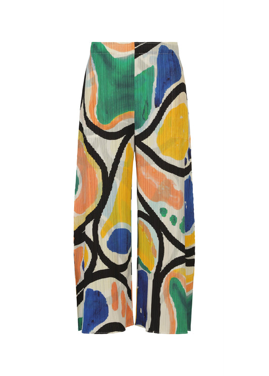 A product shot of the PLEATS PLEASE ISSEY MIYAKE ROLL trousers in multi.