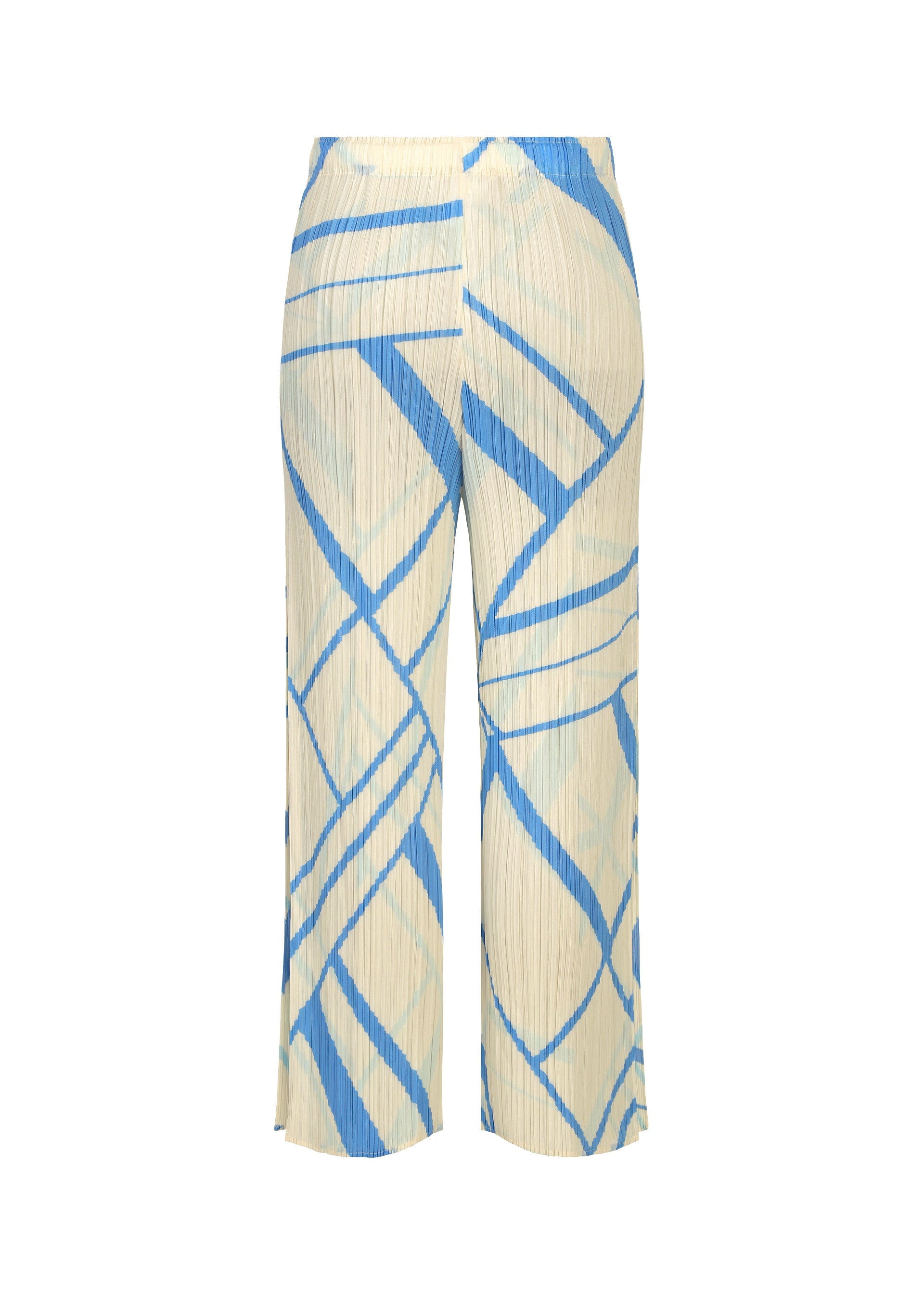 A detail shot of the PLEATS PLEASE ISSEY MIYAKE FOLD LINE trousers.