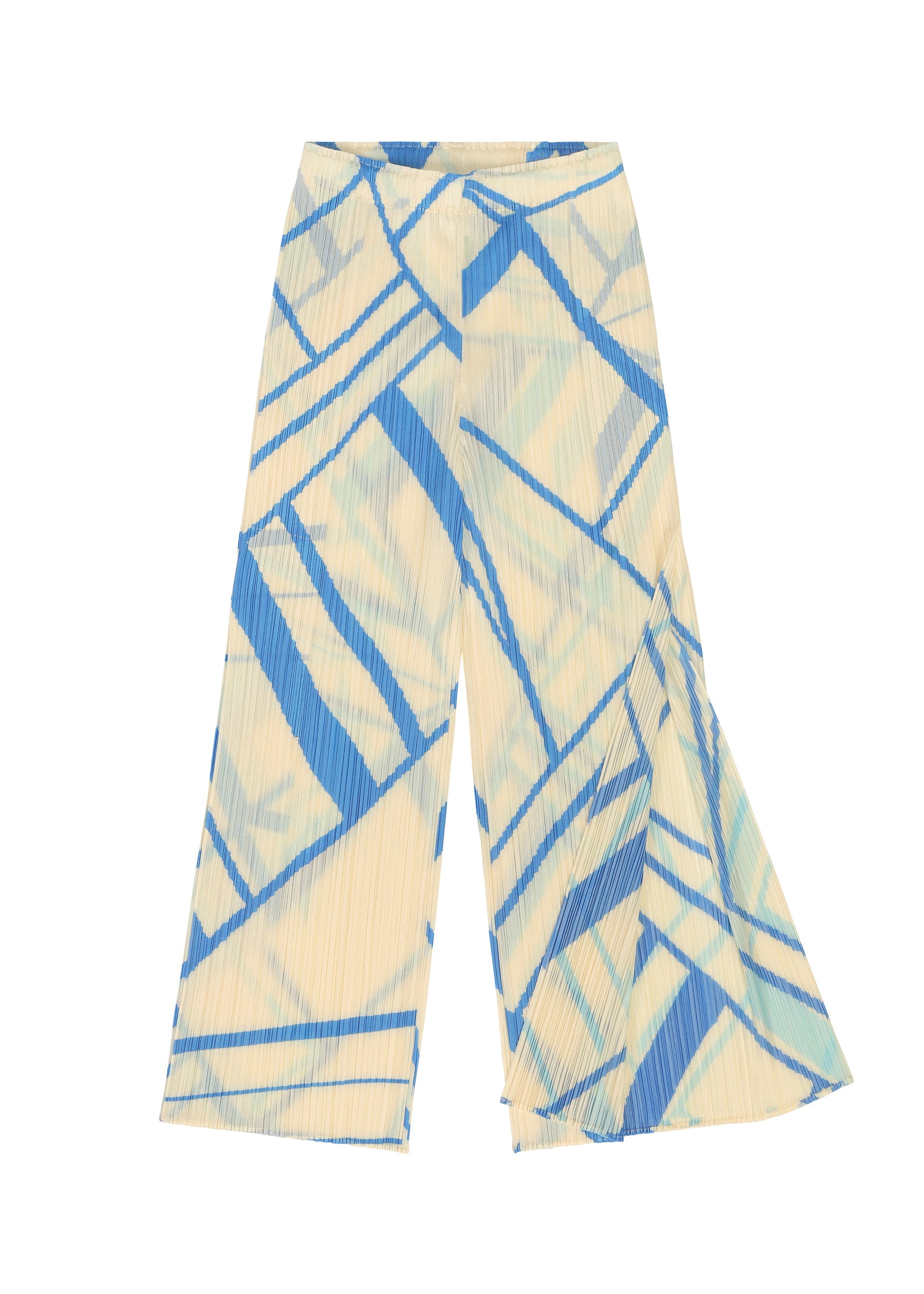 A detail shot of the PLEATS PLEASE ISSEY MIYAKE FOLD LINE trousers.