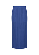 A product shot of the PLEATS PLEASE ISSEY MIYAKE THICKER BOTTOMS 1 skirt in blue.