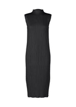 A product shot of the PLEATS PLEASE ISSEY MIYAKE MONTHLY COLORS : JULY dress in black.