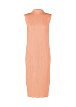 A product shot of the PLEATS PLEASE ISSEY MIYAKE MONTHLY COLORS : JULY dress in pale orange.