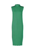 A product shot of the PLEATS PLEASE ISSEY MIYAKE MONTHLY COLORS : JULY dress in fresh green.