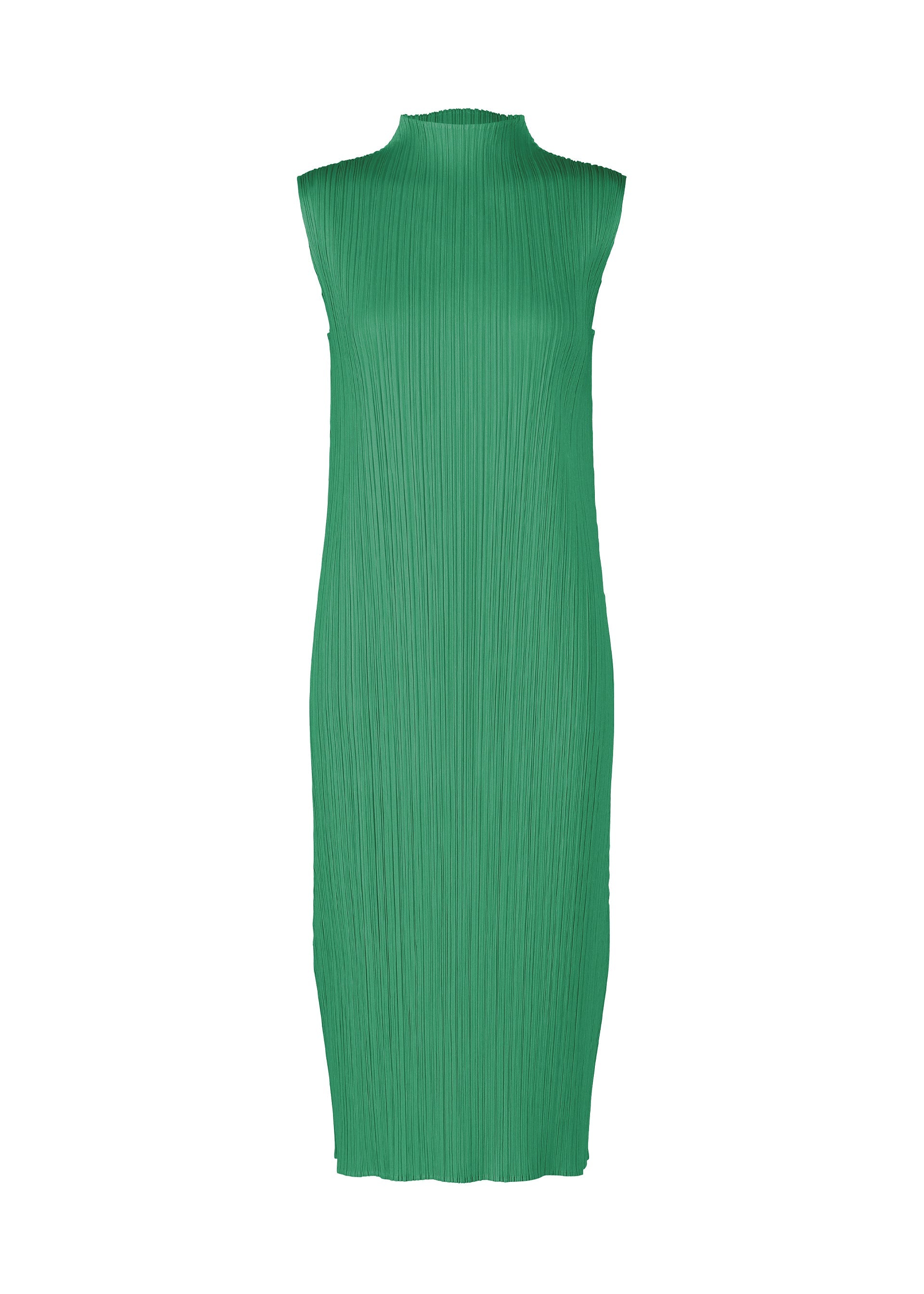 A product shot of the PLEATS PLEASE ISSEY MIYAKE MONTHLY COLORS : JULY dress in fresh green.