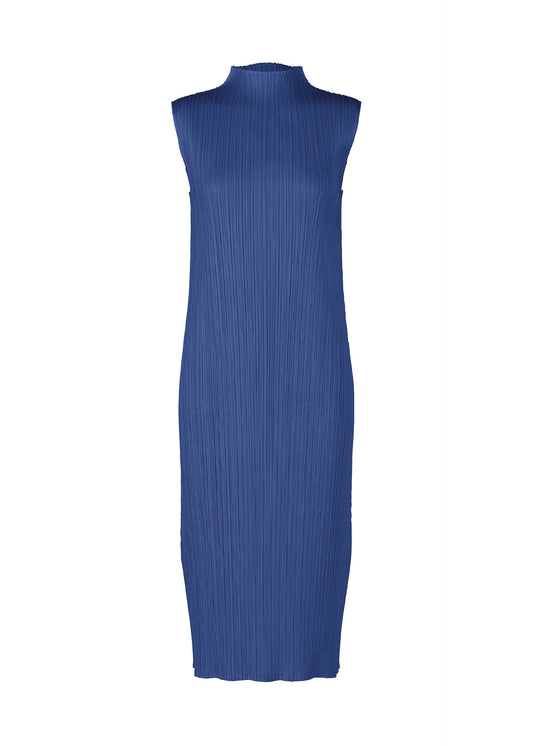 A product shot of the PLEATS PLEASE ISSEY MIYAKE MONTHLY COLORS : JULY dress in blue.