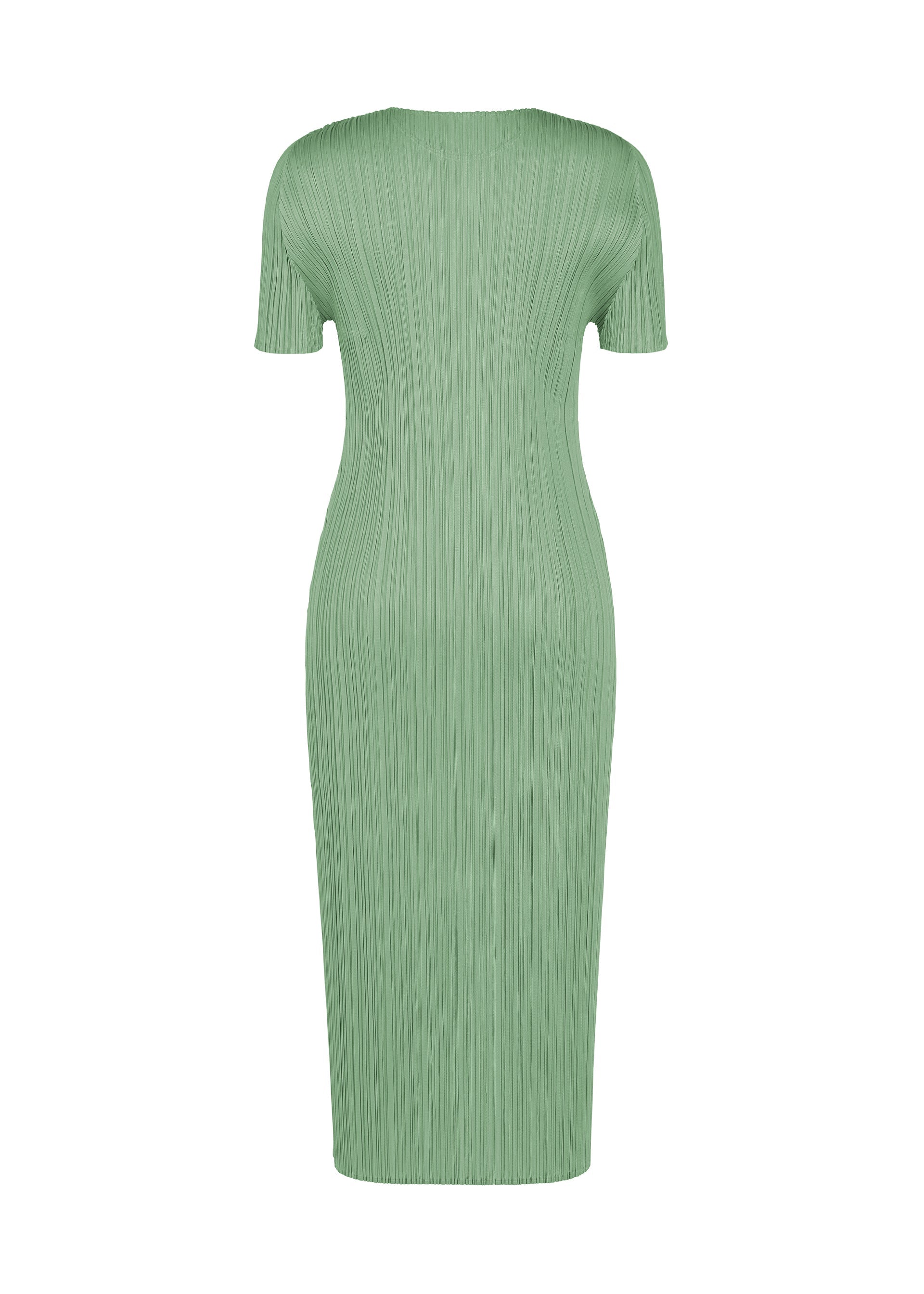 A detail shot of the PLEATS PLEASE ISSEY MIYAKE MONTHLY COLORS : AUGUST dress.