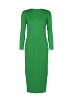 A product shot of the PLEATS PLEASE ISSEY MIYAKE MONTHLY COLORS : OCTOBER dress in green.