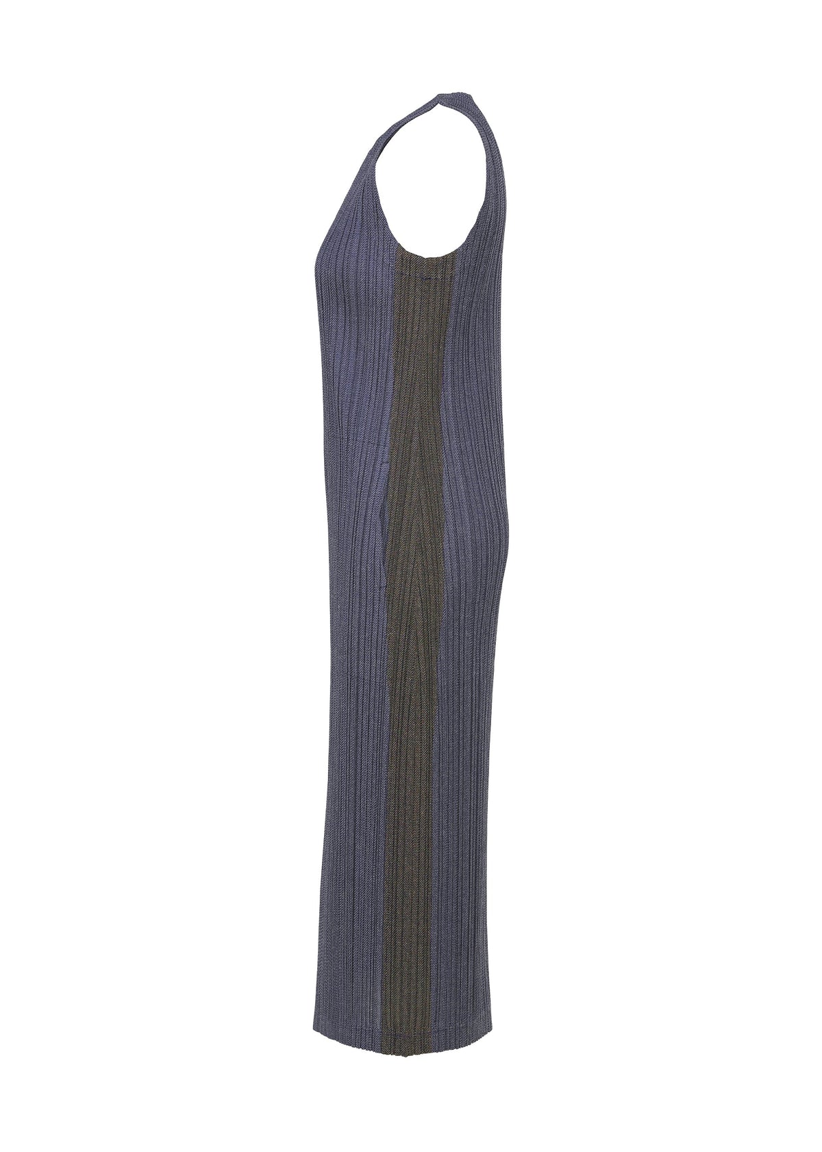 A detail shot of the PLEATS PLEASE ISSEY MIYAKE COTTON DENIM dress.