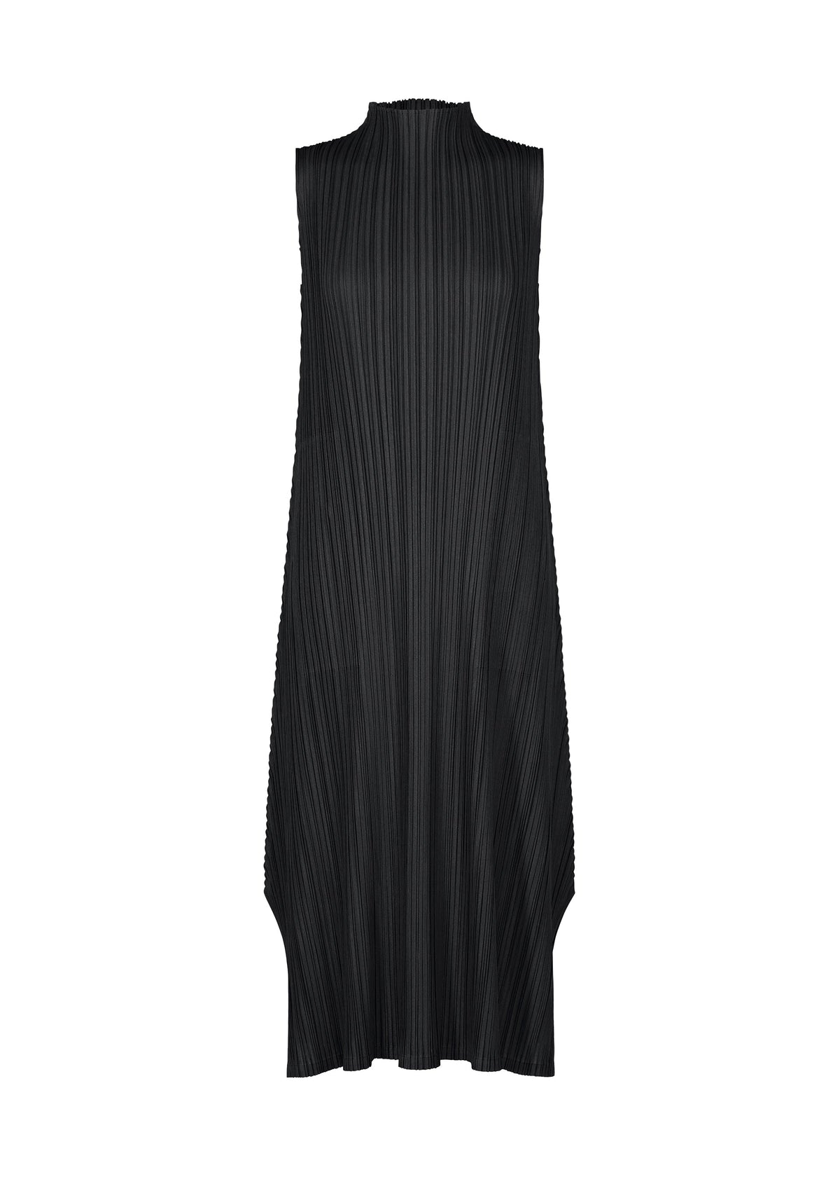A product shot of the PLEATS PLEASE ISSEY MIYAKE MELLOW PLEATS dress in black.