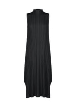 A product shot of the PLEATS PLEASE ISSEY MIYAKE MELLOW PLEATS dress in black.