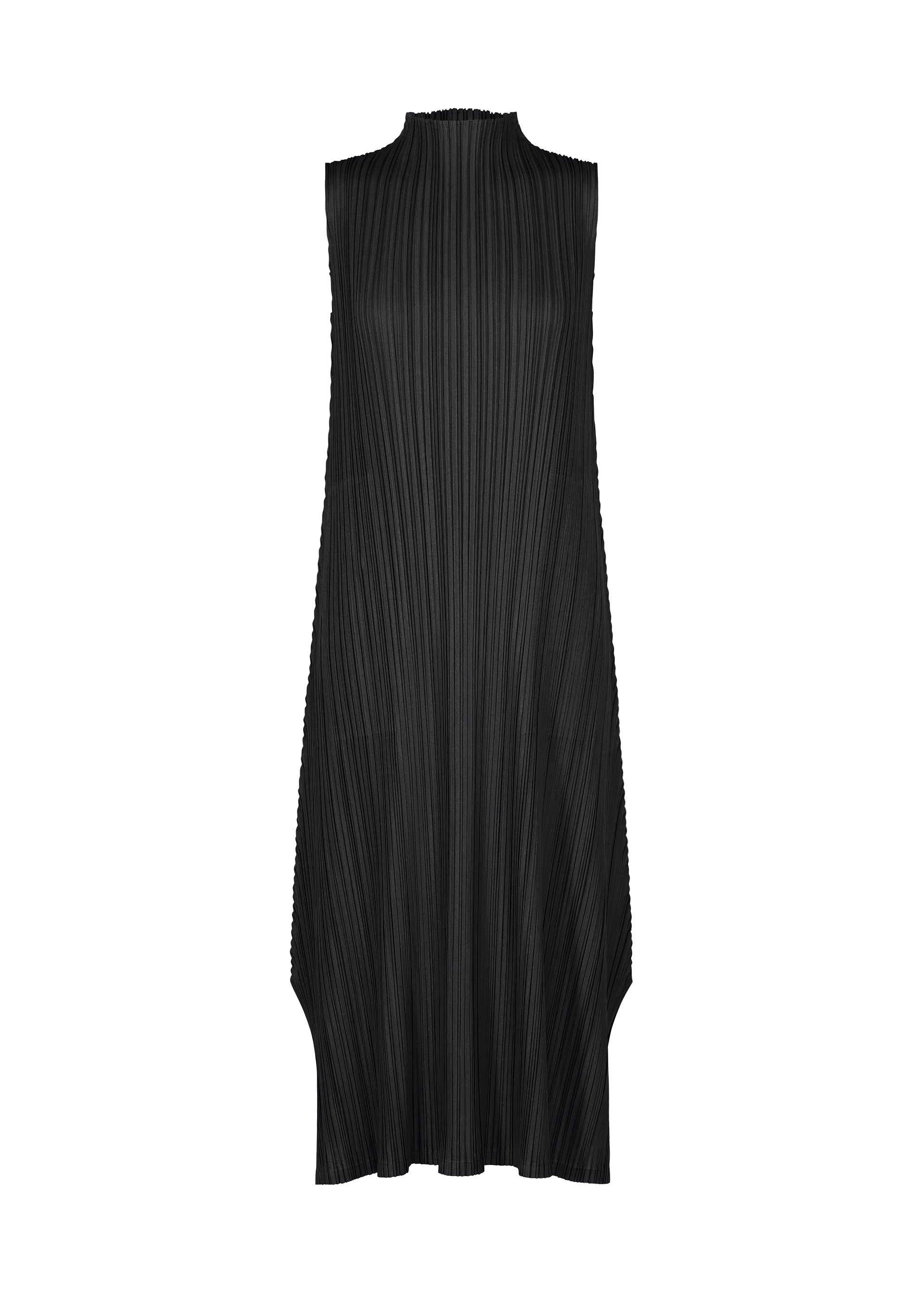 A product shot of the PLEATS PLEASE ISSEY MIYAKE MELLOW PLEATS dress in black.