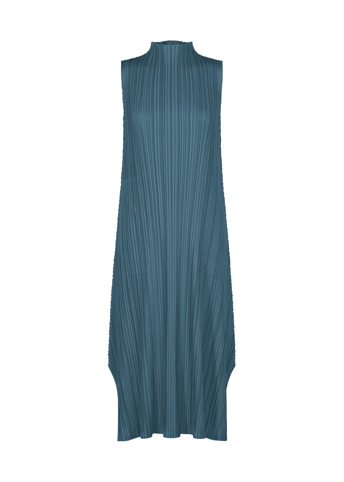 A product shot of the PLEATS PLEASE ISSEY MIYAKE MELLOW PLEATS dress in cerulean blue.