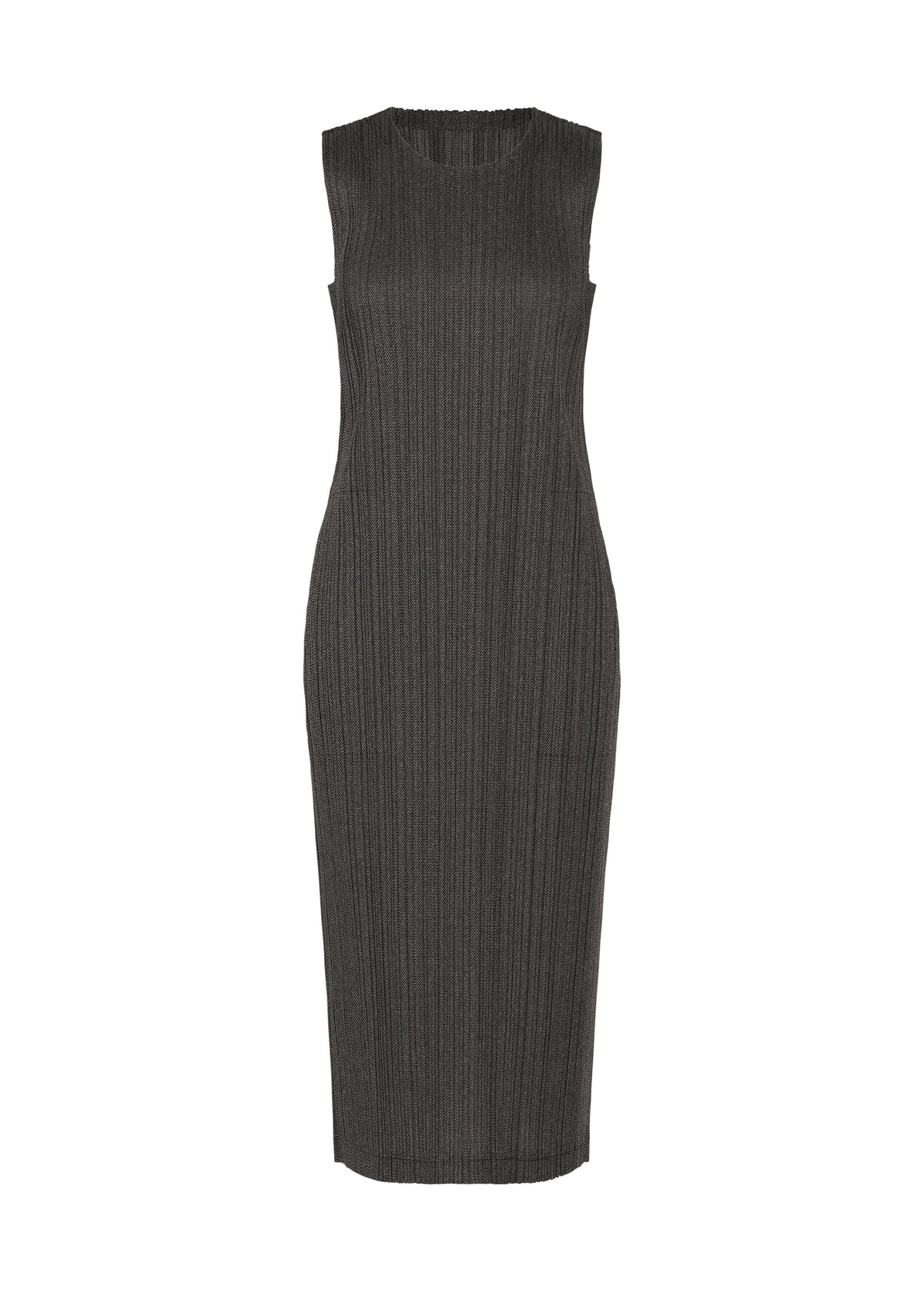 A product shot of the PLEATS PLEASE ISSEY MIYAKE COTTON DENIM BLACK dress in black.