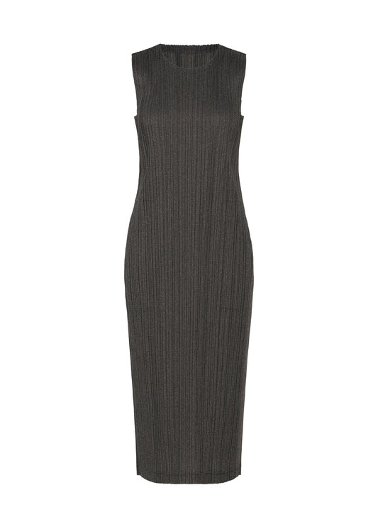 A product shot of the PLEATS PLEASE ISSEY MIYAKE COTTON DENIM BLACK dress in black.