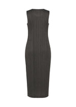 A detail shot of the PLEATS PLEASE ISSEY MIYAKE COTTON DENIM BLACK dress.