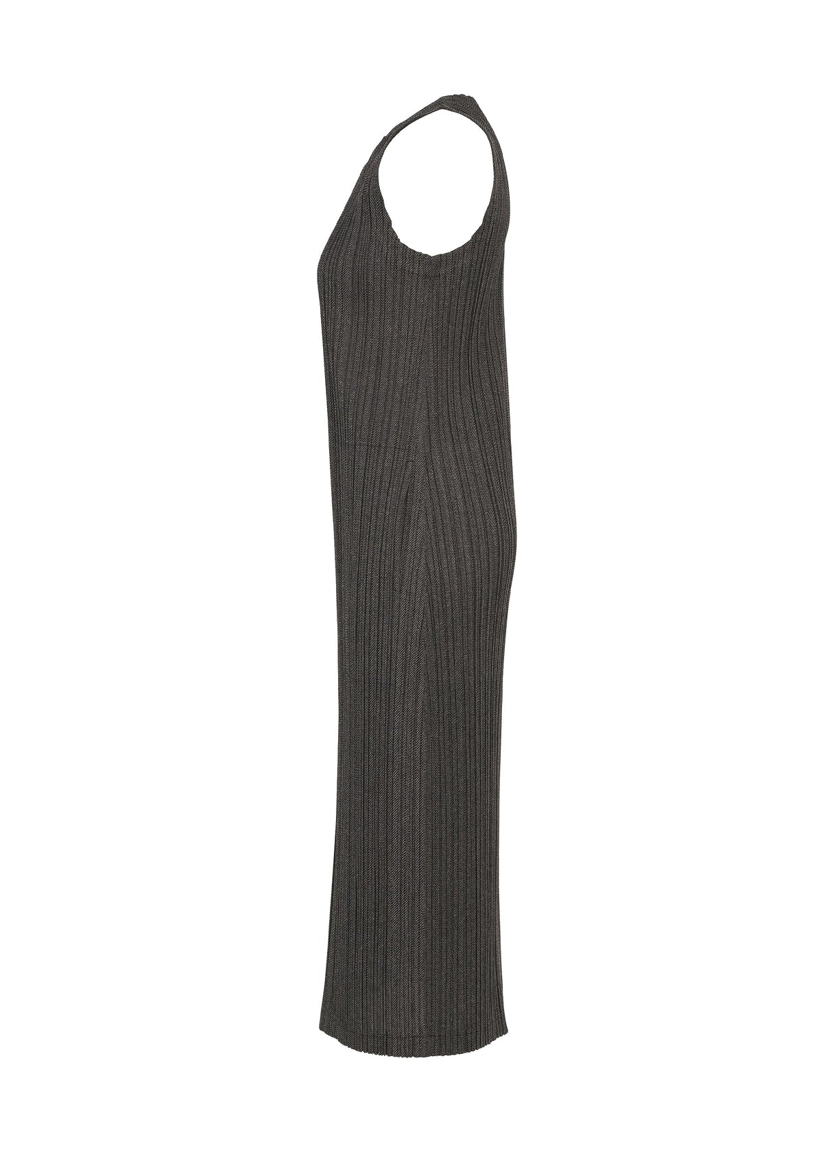 A detail shot of the PLEATS PLEASE ISSEY MIYAKE COTTON DENIM BLACK dress.
