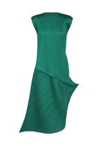 A product shot of the PLEATS PLEASE ISSEY MIYAKE LEAP dress in forest green.