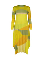 A product shot of the PLEATS PLEASE ISSEY MIYAKE ORBIT dress in yellow.