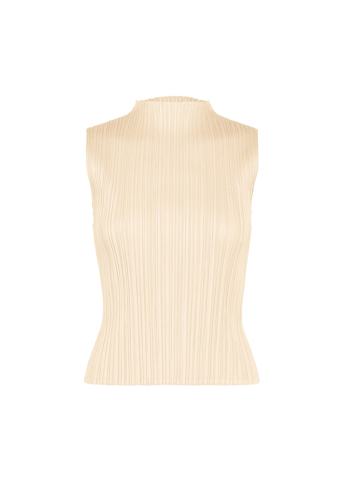 A product shot of the PLEATS PLEASE ISSEY MIYAKE MONTHLY COLORS : AUGUST top in off white.
