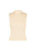 A product shot of the PLEATS PLEASE ISSEY MIYAKE MONTHLY COLORS : AUGUST top in off white.