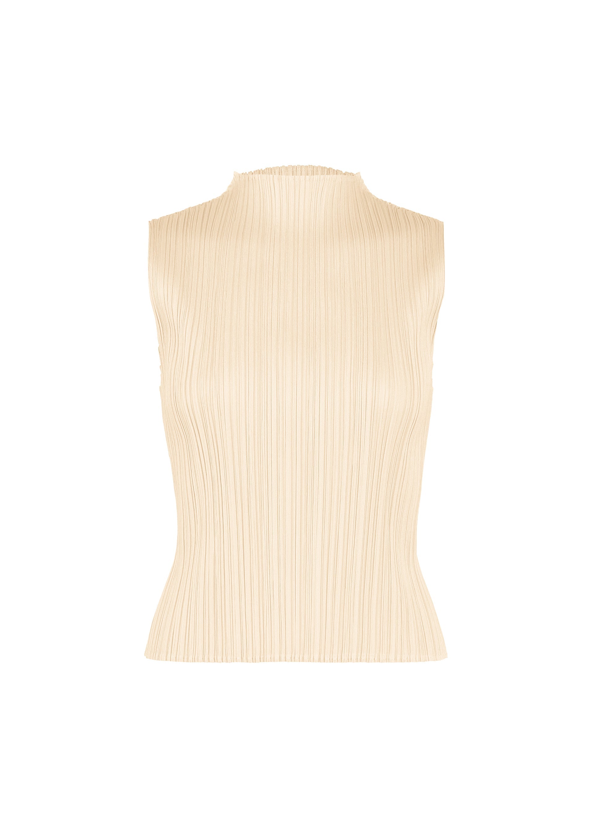 A product shot of the PLEATS PLEASE ISSEY MIYAKE MONTHLY COLORS : AUGUST top in off white.