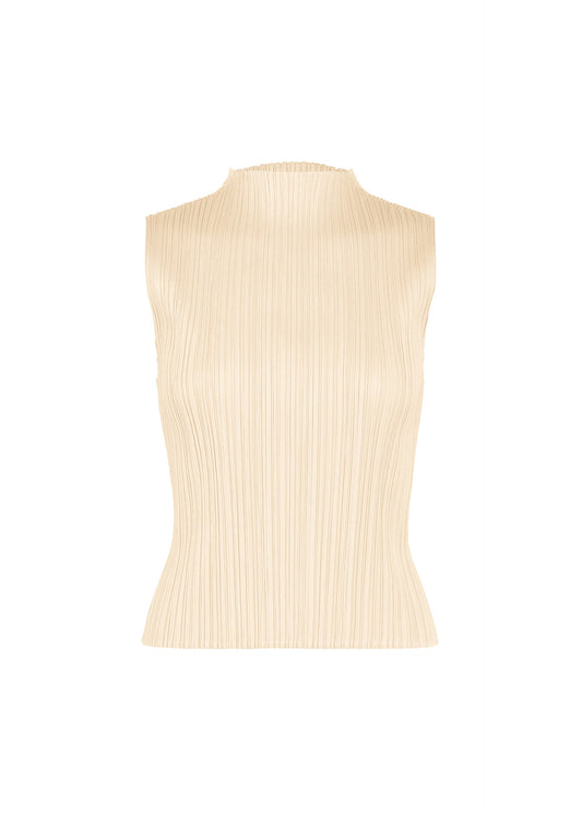 A product shot of the PLEATS PLEASE ISSEY MIYAKE MONTHLY COLORS : AUGUST top in off white.
