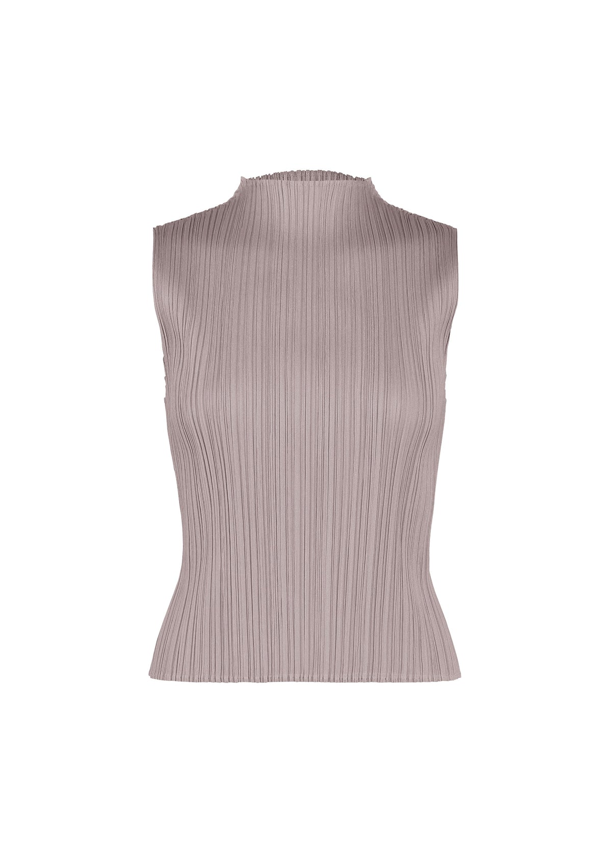 A product shot of the PLEATS PLEASE ISSEY MIYAKE MONTHLY COLORS : AUGUST top in grayish purple.
