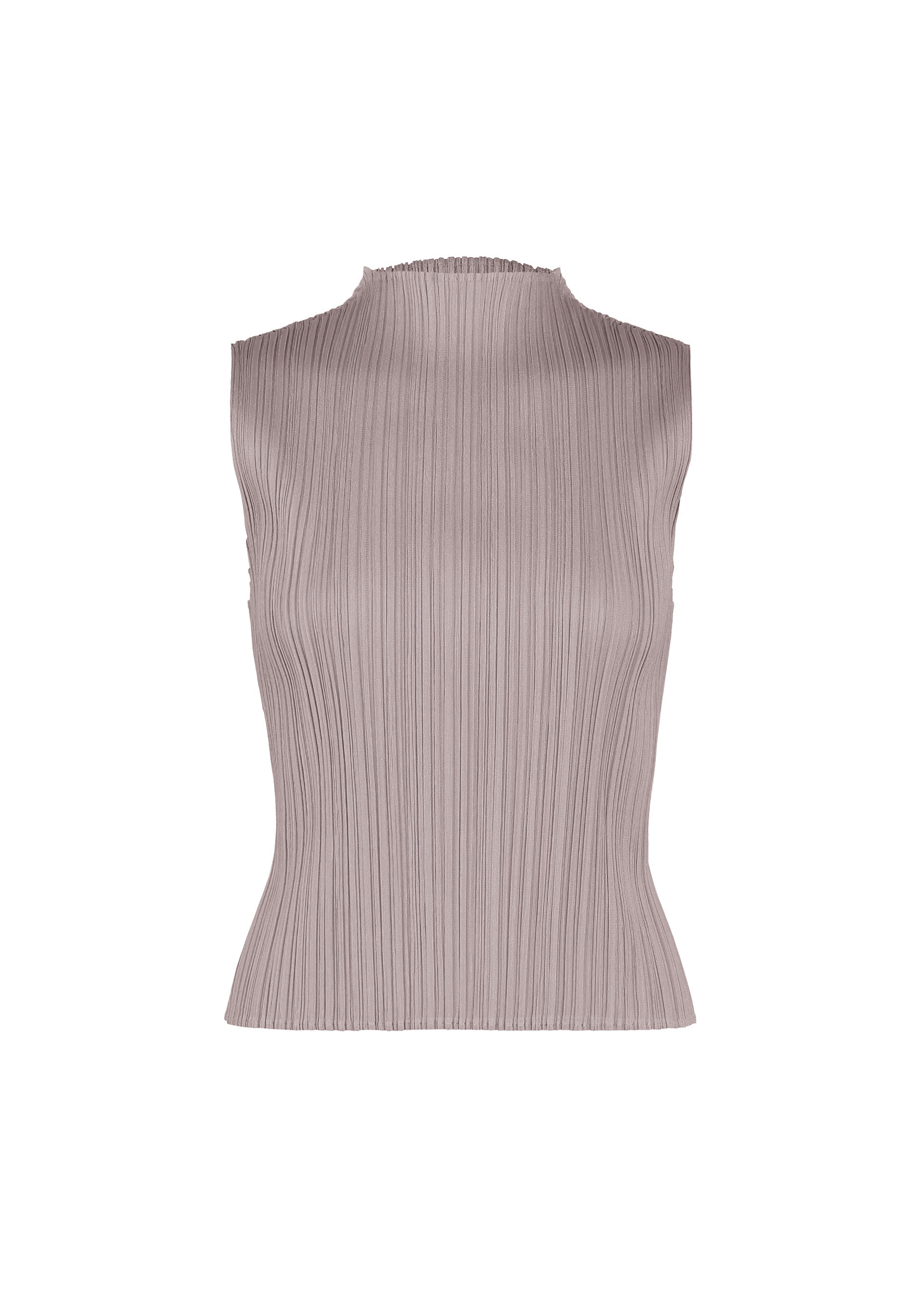 A product shot of the PLEATS PLEASE ISSEY MIYAKE MONTHLY COLORS : AUGUST top in grayish purple.