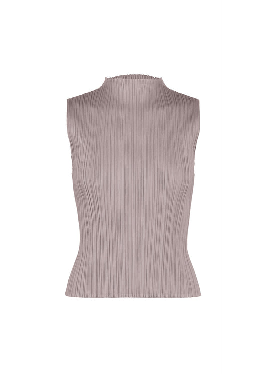 A product shot of the PLEATS PLEASE ISSEY MIYAKE MONTHLY COLORS : AUGUST top in grayish purple.