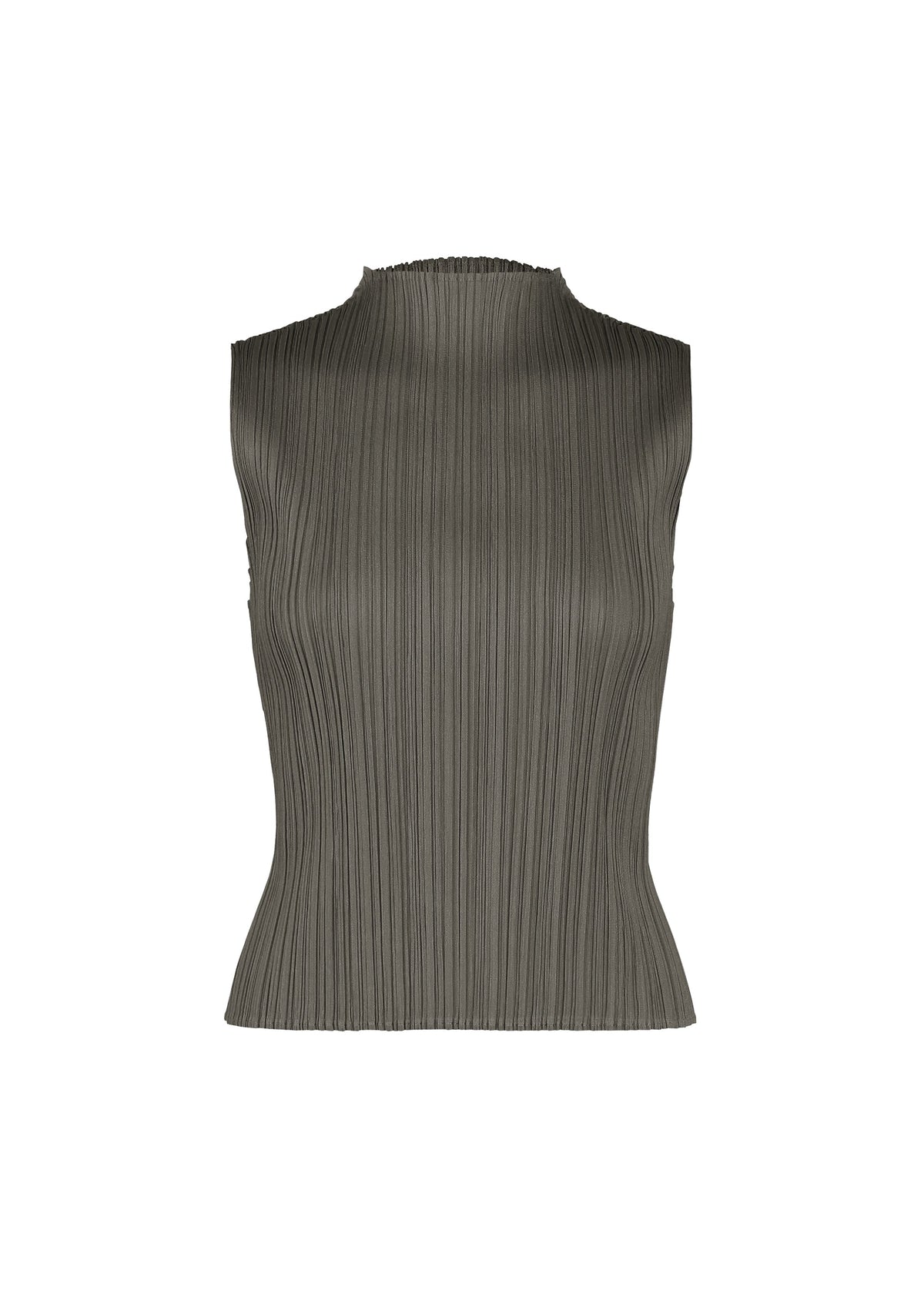 A product shot of the PLEATS PLEASE ISSEY MIYAKE MONTHLY COLORS : AUGUST top in charcoal.