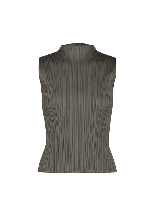 A product shot of the PLEATS PLEASE ISSEY MIYAKE MONTHLY COLORS : AUGUST top in charcoal.
