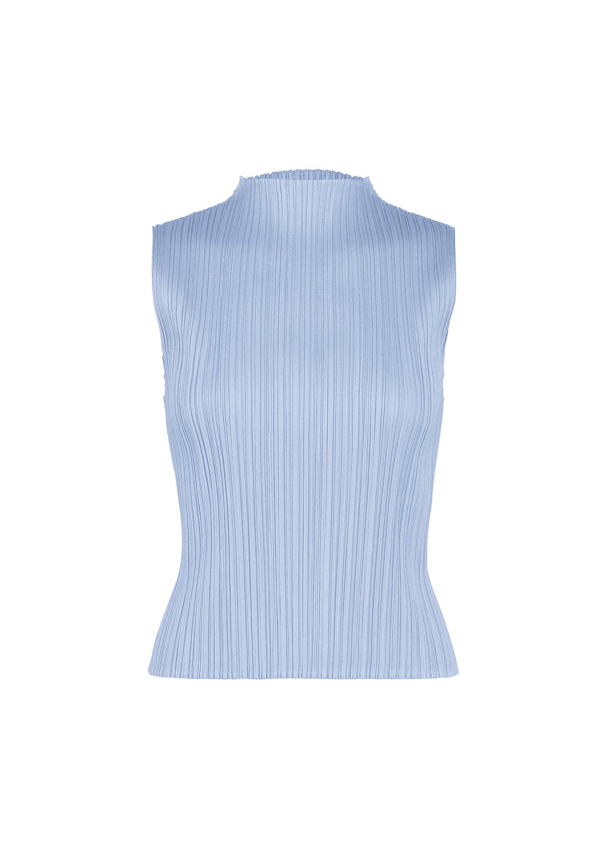 A product shot of the PLEATS PLEASE ISSEY MIYAKE MONTHLY COLORS : AUGUST top in light blue.