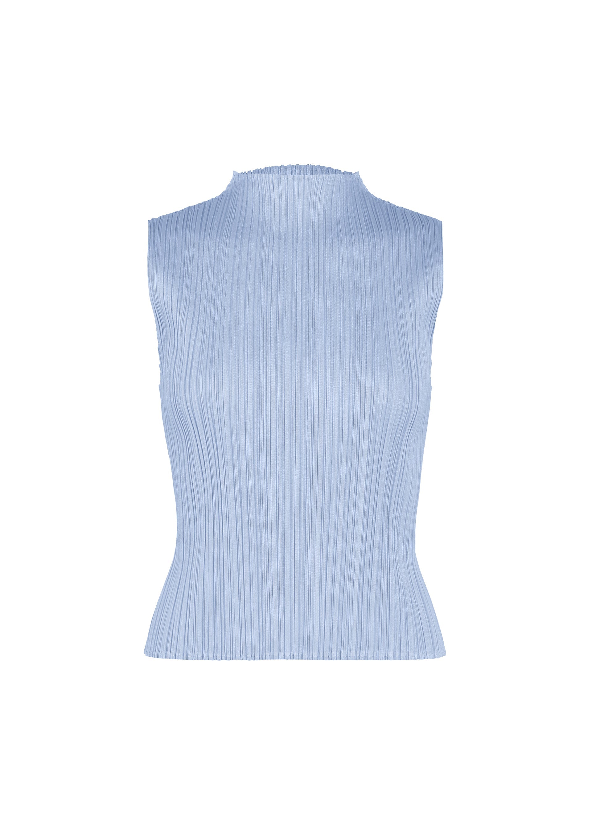 A product shot of the PLEATS PLEASE ISSEY MIYAKE MONTHLY COLORS : AUGUST top in light blue.