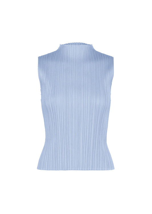 A product shot of the PLEATS PLEASE ISSEY MIYAKE MONTHLY COLORS : AUGUST top in light blue.