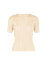 A product shot of the PLEATS PLEASE ISSEY MIYAKE MONTHLY COLORS : AUGUST top in off white.