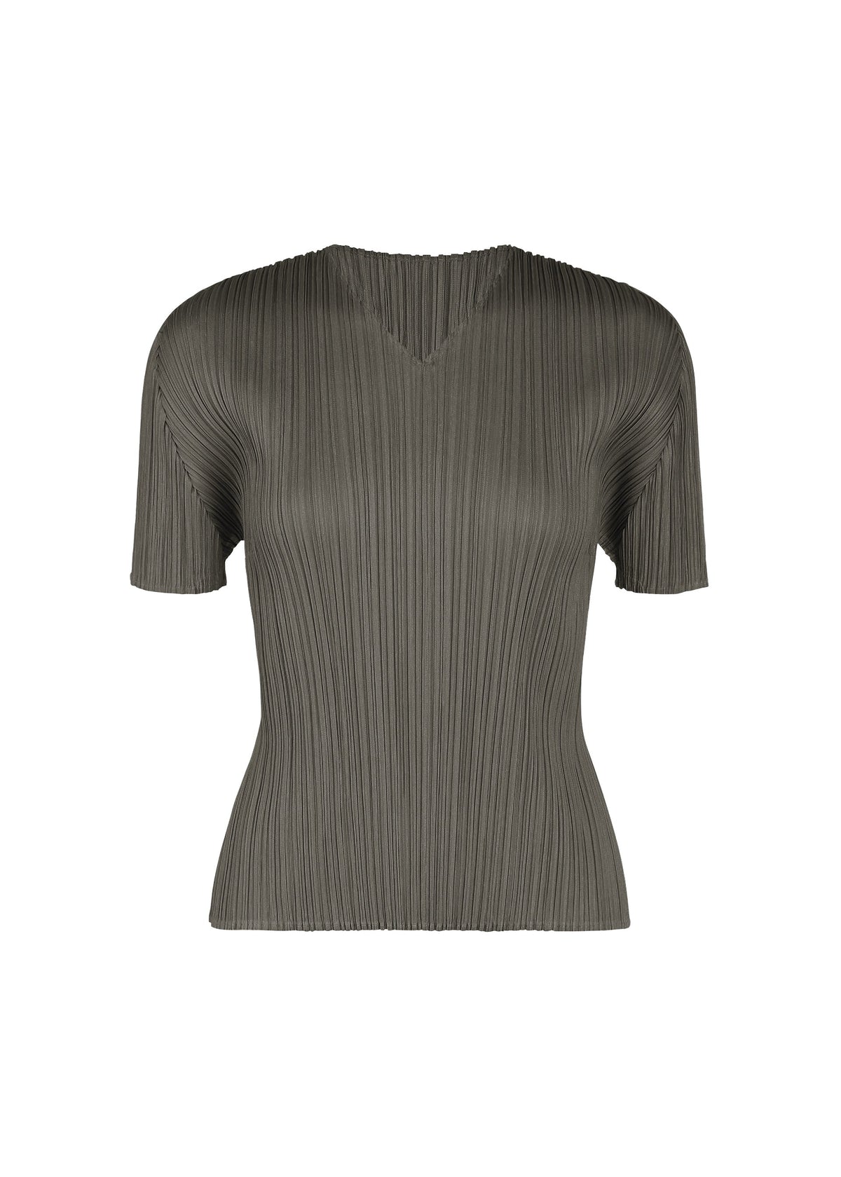 A product shot of the PLEATS PLEASE ISSEY MIYAKE MONTHLY COLORS : AUGUST top in charcoal.