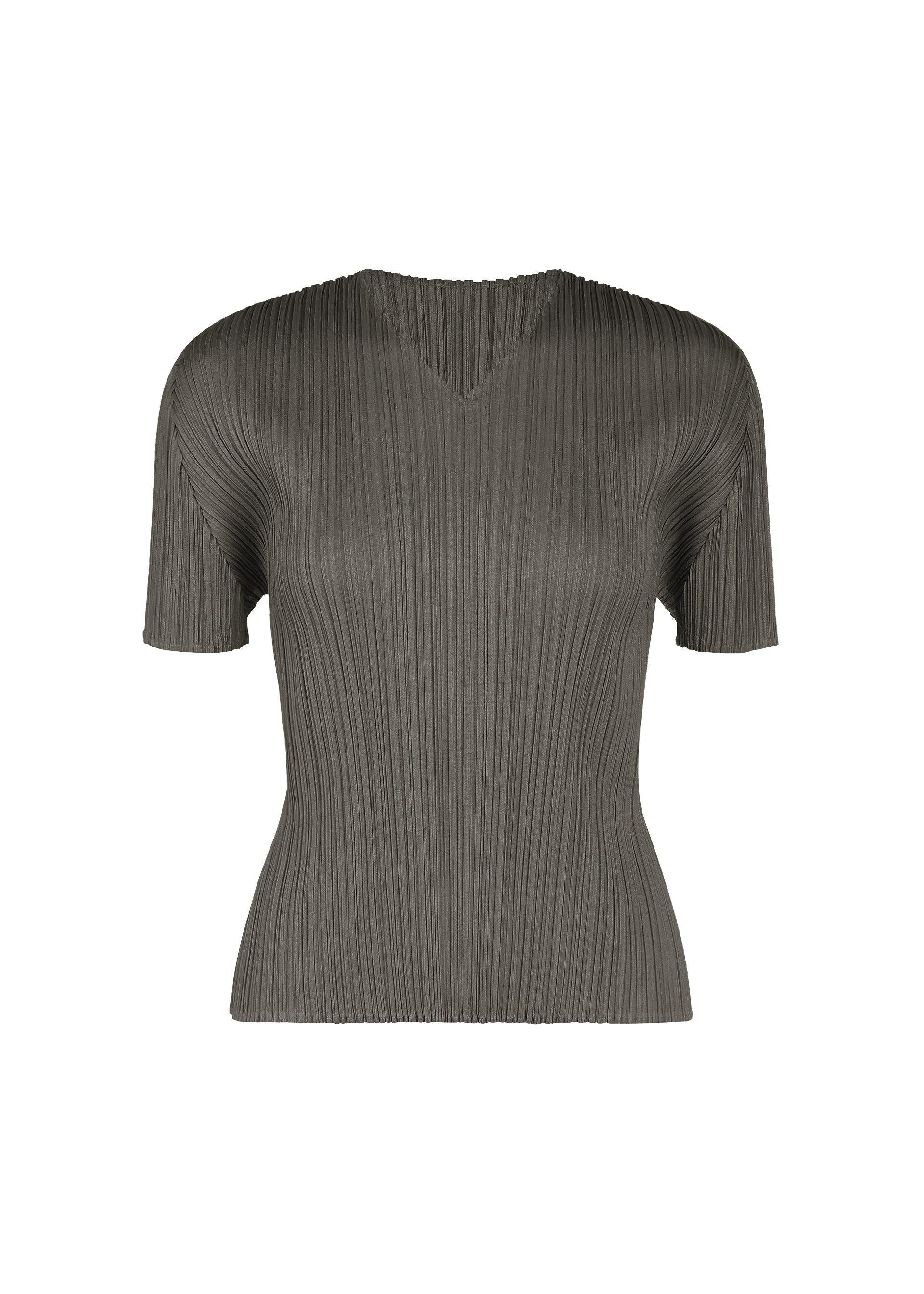 A product shot of the PLEATS PLEASE ISSEY MIYAKE MONTHLY COLORS : AUGUST top in charcoal.