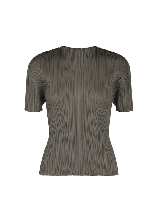 A product shot of the PLEATS PLEASE ISSEY MIYAKE MONTHLY COLORS : AUGUST top in charcoal.