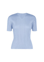 A product shot of the PLEATS PLEASE ISSEY MIYAKE MONTHLY COLORS : AUGUST top in light blue.