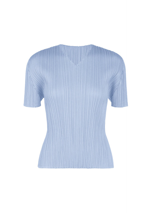 A product shot of the PLEATS PLEASE ISSEY MIYAKE MONTHLY COLORS : AUGUST top in light blue.