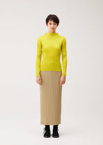 A model wears the PLEATS PLEASE ISSEY MIYAKE MONTHLY COLORS : OCTOBER monthly-colors-october-long-sleeved-top-blue-green.