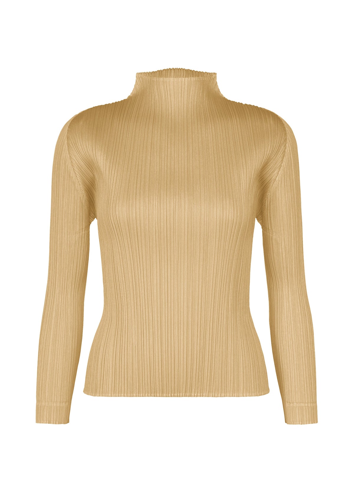 A product shot of the PLEATS PLEASE ISSEY MIYAKE MONTHLY COLORS : OCTOBER top in ash beige.