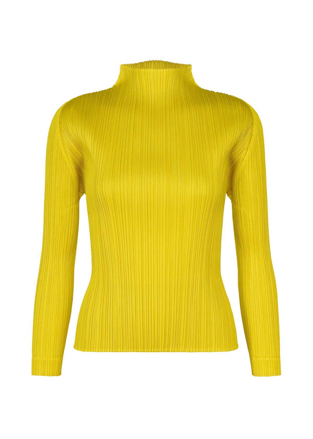 A product shot of the PLEATS PLEASE ISSEY MIYAKE MONTHLY COLORS : OCTOBER top in yellow ocher.